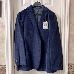 NWT Jos A Bank Men’s Corduroy Navy Sports Coat. Size 48R